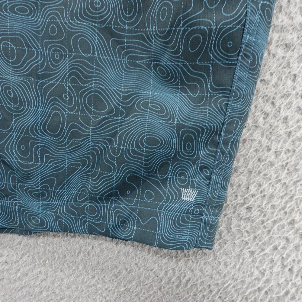 Mack Weldon Mens XXL Topographic Print Swim Trunks Blue Teal Hybrid 6